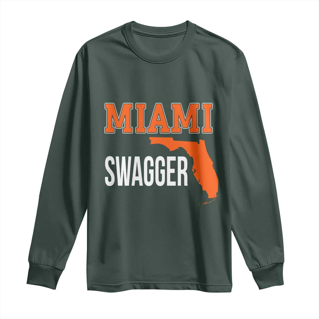Miami Swagger Pride Long Sleeve Shirt Florida State Map Local Love TS02 Dark Forest Green Print Your Wear
