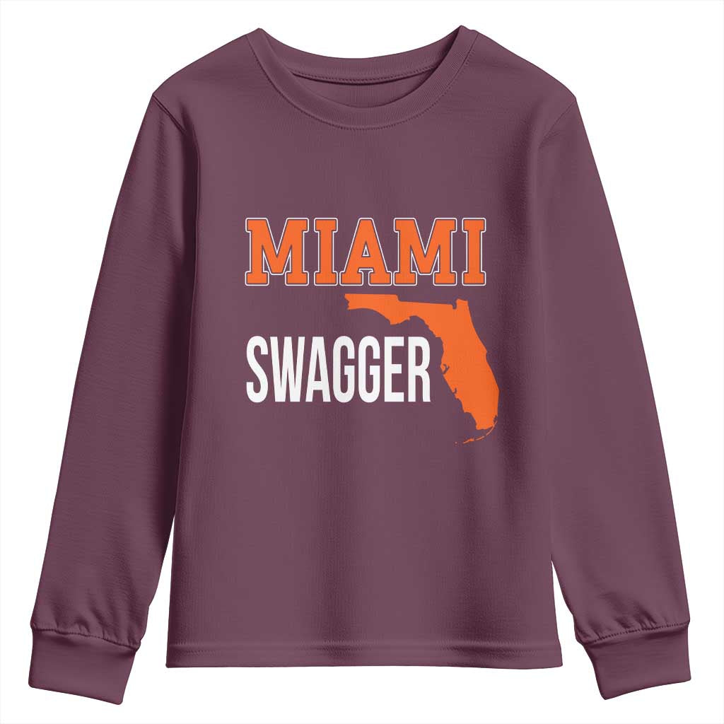 Miami Swagger Pride Youth Sweatshirt Florida State Map Local Love TS02 Maroon Print Your Wear