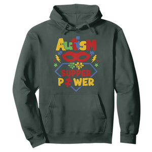 Autism Acceptance Hoodie Autism Is My Superpower Autistic Hero TS02 Dark Forest Green Printyourwear
