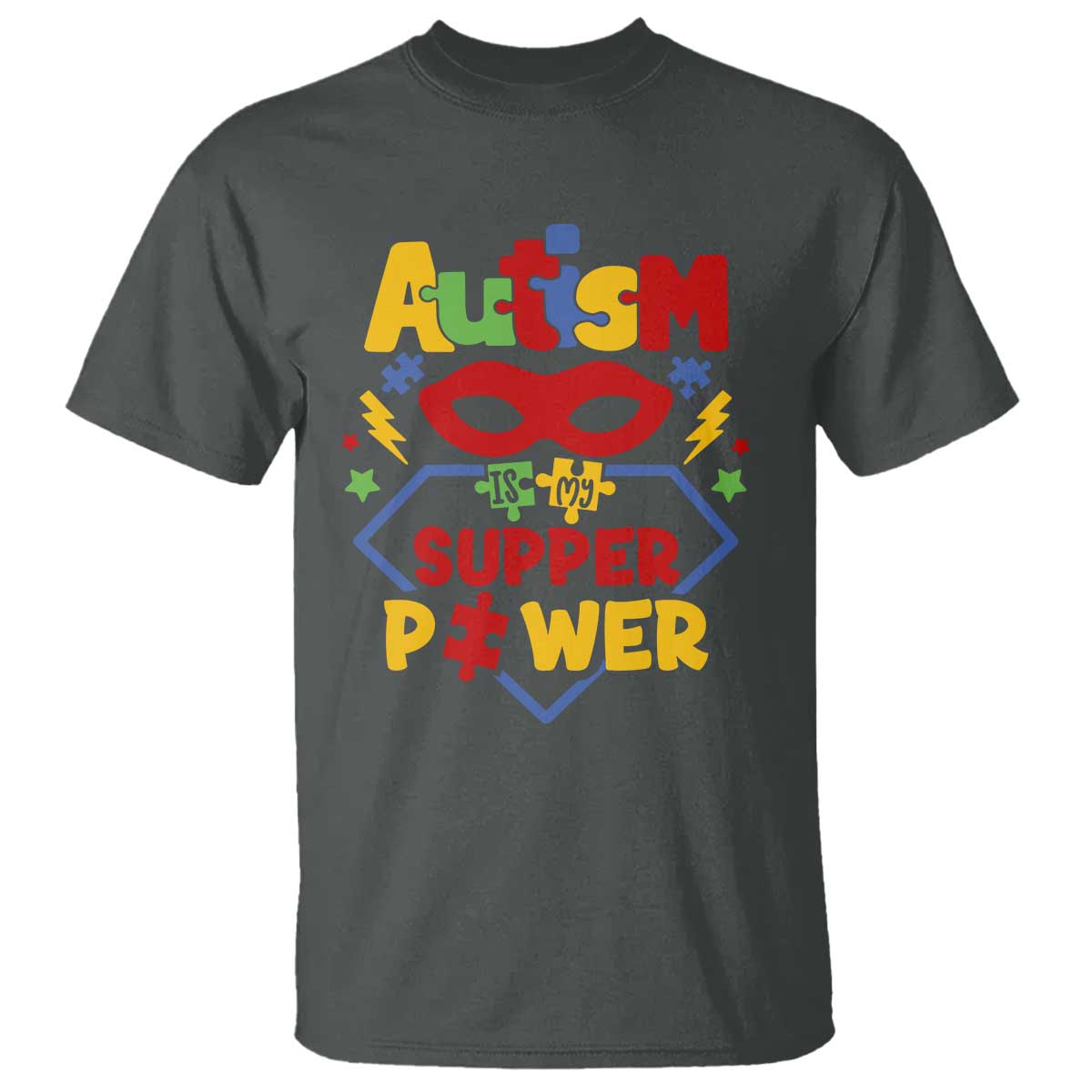 Autism Acceptance T Shirt Autism Is My Superpower Autistic Hero TS02 Dark Heather Printyourwear