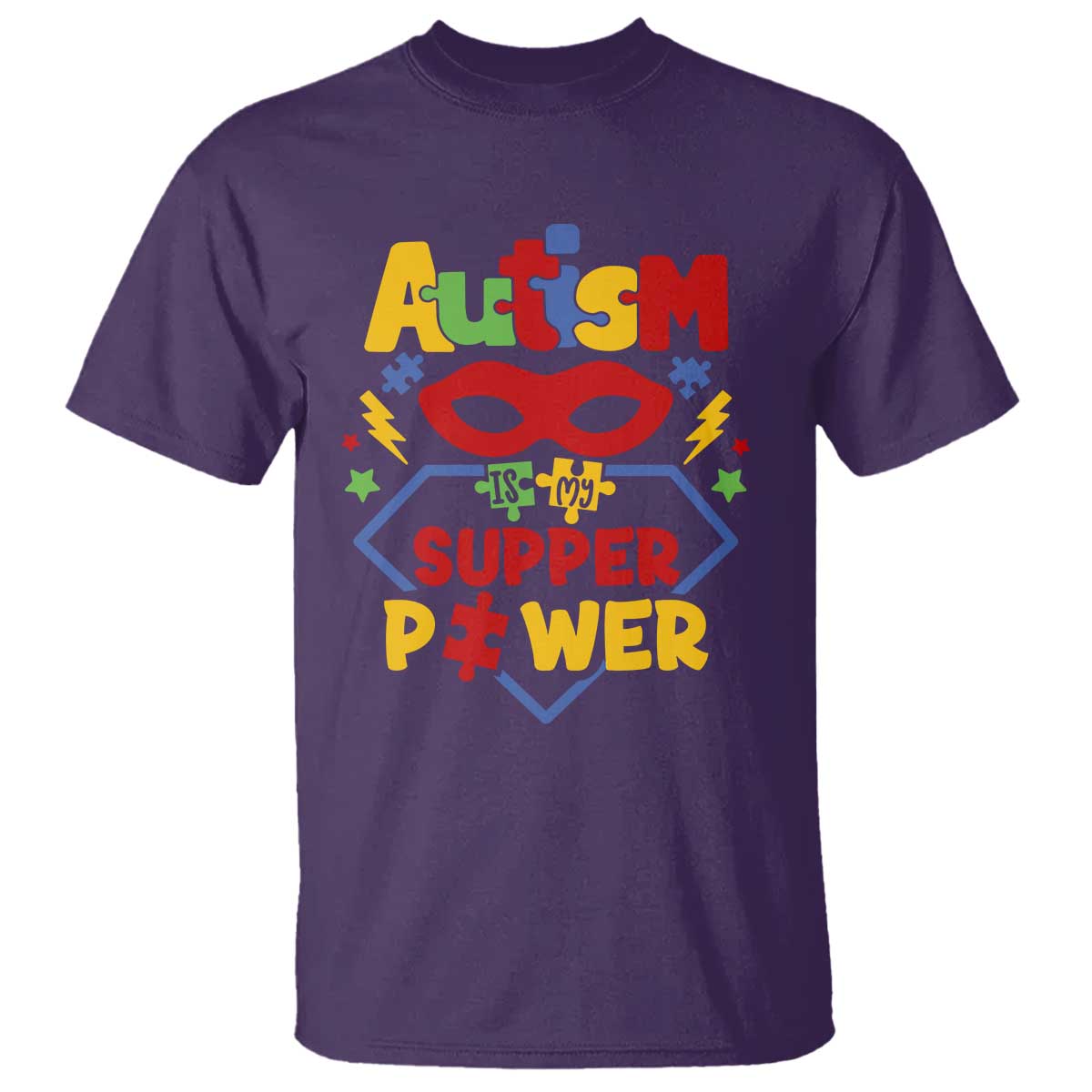 Autism Acceptance T Shirt Autism Is My Superpower Autistic Hero TS02 Purple Printyourwear
