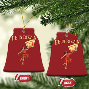 Jesus Basketball Christmas Ornament He Is Rizzin' TS02 Bell Flake Red Print Your Wear