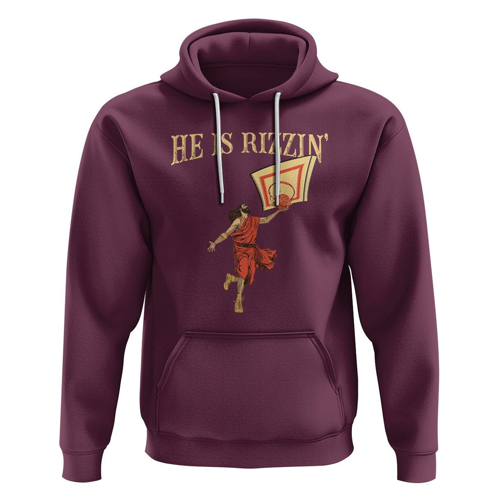 Jesus Basketball Hoodie He Is Rizzin' TS02 Maroon Printyourwear