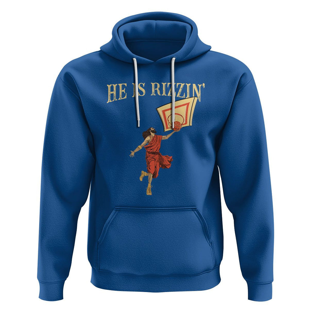 Jesus Basketball Hoodie He Is Rizzin' TS02 Royal Blue Printyourwear