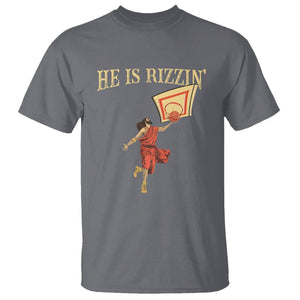 Jesus Basketball T Shirt He Is Rizzin' TS02 Charcoal Printyourwear