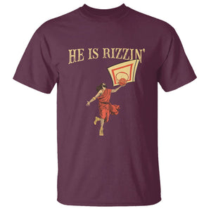 Jesus Basketball T Shirt He Is Rizzin' TS02 Maroon Printyourwear