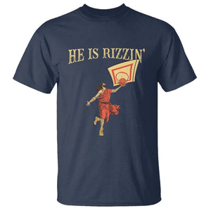 Jesus Basketball T Shirt He Is Rizzin' TS02 Navy Printyourwear