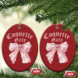 Coquette Girly Christmas Ornament Pink Bow TS02 Oval Red Print Your Wear