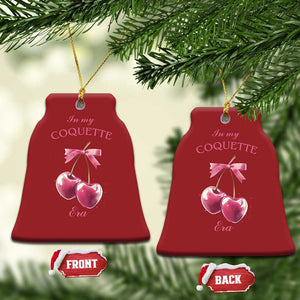 In My Coquette Era Christmas Ornament Pink Bow Cherry TS02 Bell Flake Red Print Your Wear