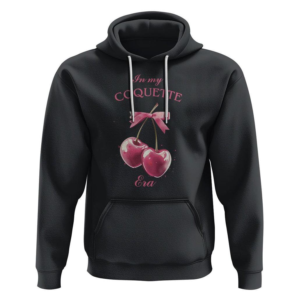 In My Coquette Era Hoodie Pink Bow Cherry TS02 Black Printyourwear