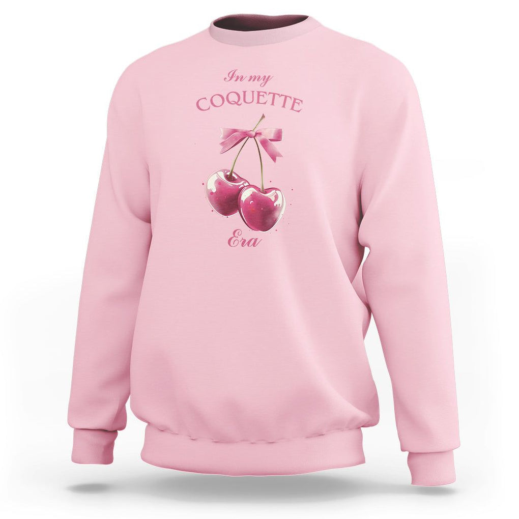 In My Coquette Era Sweatshirt Pink Bow Cherry TS02 Light Pink Printyourwear