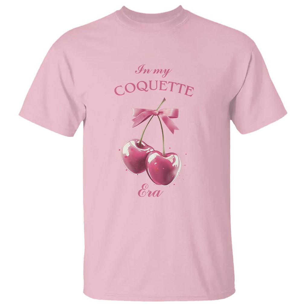 In My Coquette Era T Shirt Pink Bow Cherry TS02 Light Pink Printyourwear