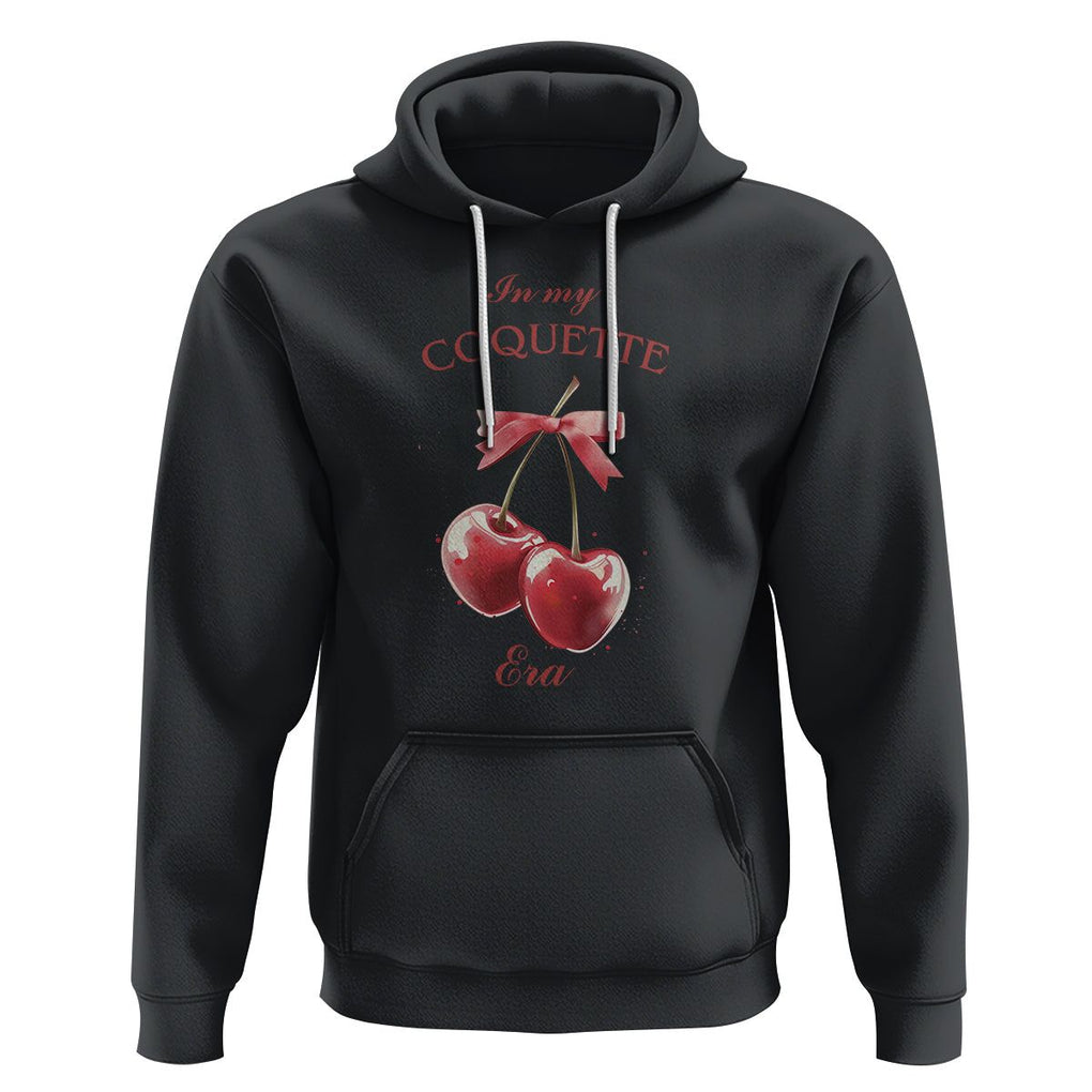 In My Coquette Era Hoodie Red Bow Cherry TS02 Black Printyourwear