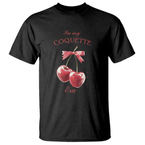 In My Coquette Era T Shirt Red Bow Cherry TS02 Black Printyourwear