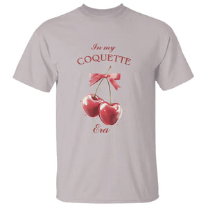 In My Coquette Era T Shirt Red Bow Cherry TS02 Ice Gray Printyourwear