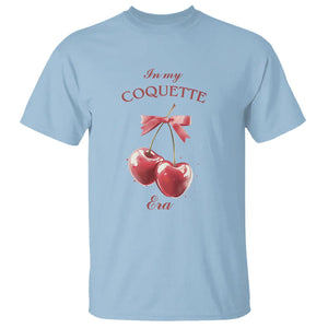 In My Coquette Era T Shirt Red Bow Cherry TS02 Light Blue Printyourwear