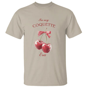 In My Coquette Era T Shirt Red Bow Cherry TS02 Sand Printyourwear