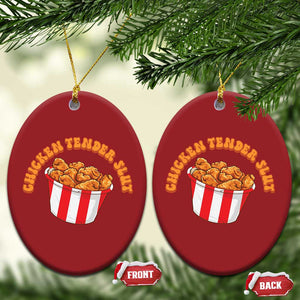 Funny Chicken Tender Slut Christmas Ornament Tendies Bucket TS02 Oval Red Print Your Wear