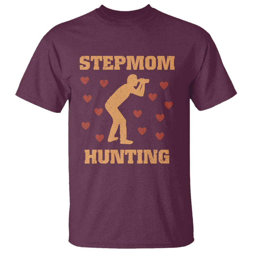 Stepmom Hunting T Shirt Funny Saying Dad Finding Bonus Mom TS02 Maroon Printyourwear