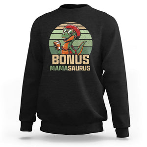 Funny Dinosaur Stepmom Sweatshirt Bonus Mamasaurus Mom Mother's Day TS02 Black Printyourwear