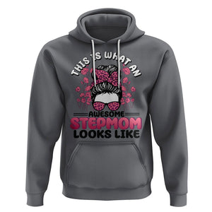 Funny Bonus Mom Hoodie This Is What An Awesome Stepmom Looks Like Pink Messy Bun TS02 Charcoal Printyourwear