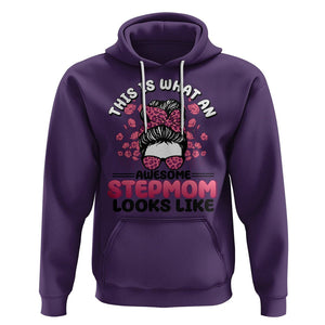 Funny Bonus Mom Hoodie This Is What An Awesome Stepmom Looks Like Pink Messy Bun TS02 Purple Printyourwear