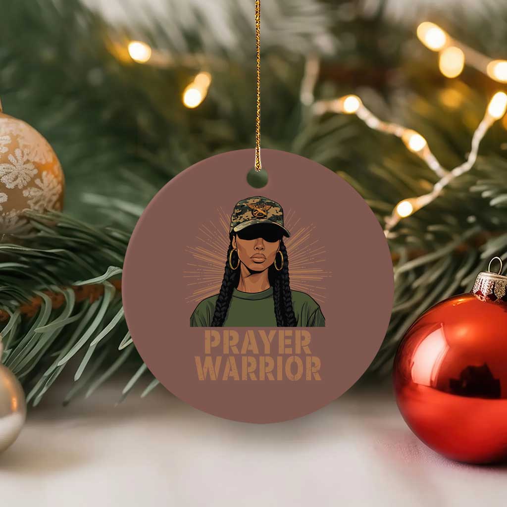 Black Prayer Warrior Ceramic Ornament Jesus God Christian Camo Girl TS02 1pc Mocha Print Your Wear