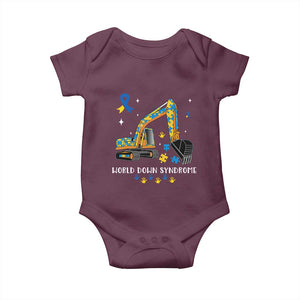 World Down Syndrome Awareness Day Bulldozer Baby Onesie TS02 Maroon Print Your Wear
