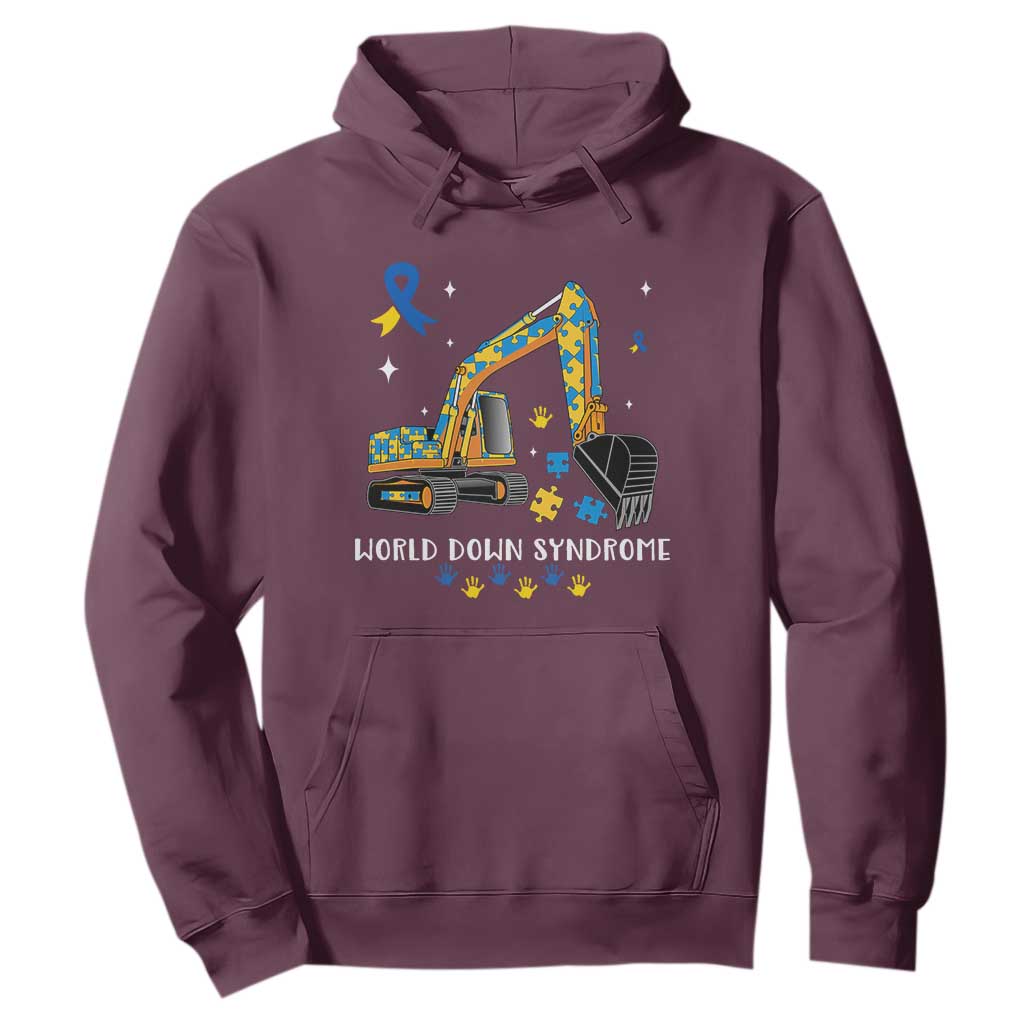 World Down Syndrome Awareness Day Bulldozer Hoodie TS02 Maroon Print Your Wear