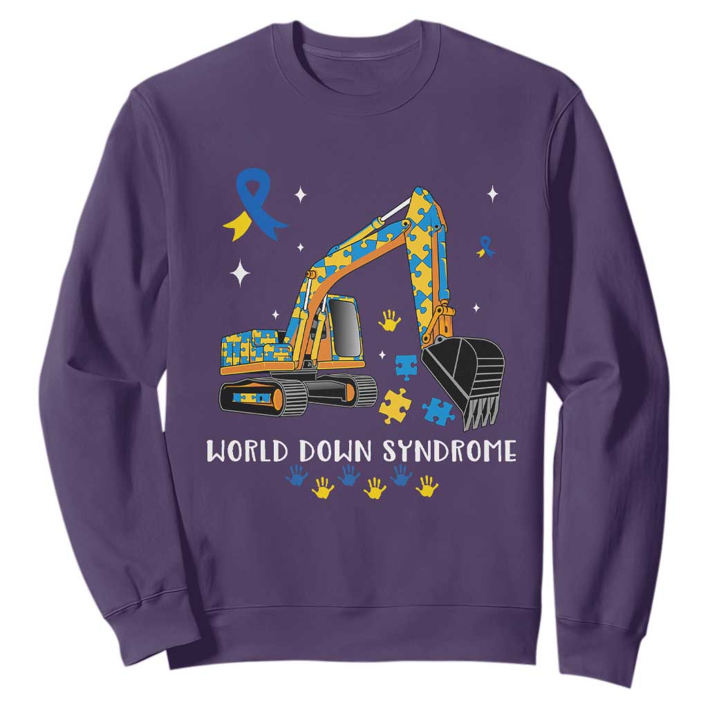 World Down Syndrome Awareness Day Bulldozer Sweatshirt TS02 Purple Print Your Wear