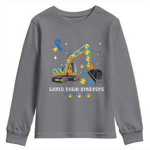 World Down Syndrome Awareness Day Bulldozer Youth Sweatshirt TS02 Charcoal Print Your Wear