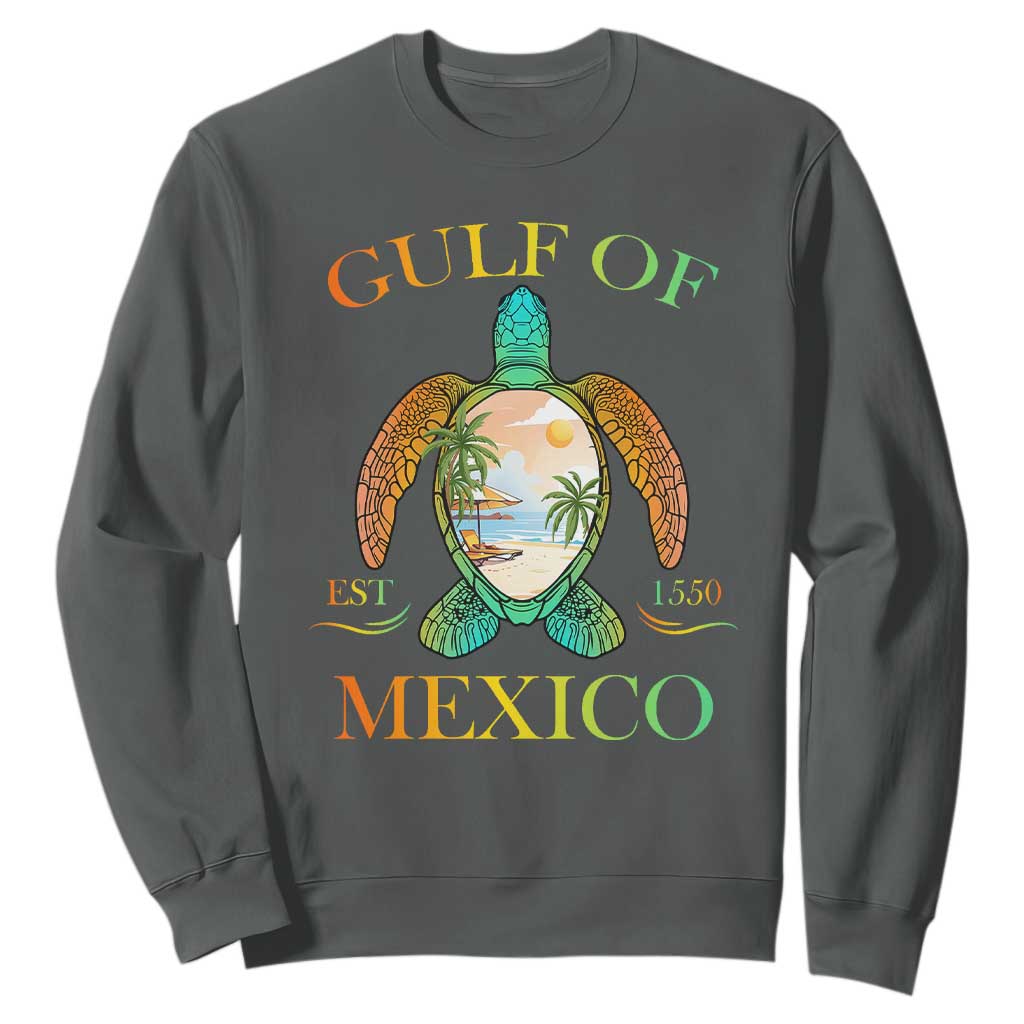 Gulf Of USA Est 2025 Sweatshirt Funny Turtle Beach Vibe TS02 Dark Heather Print Your Wear