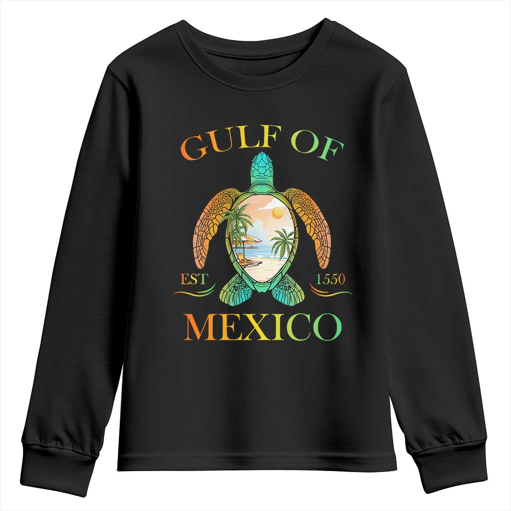 Gulf Of USA Est 2025 Youth Sweatshirt Funny Turtle Beach Vibe TS02 Black Print Your Wear