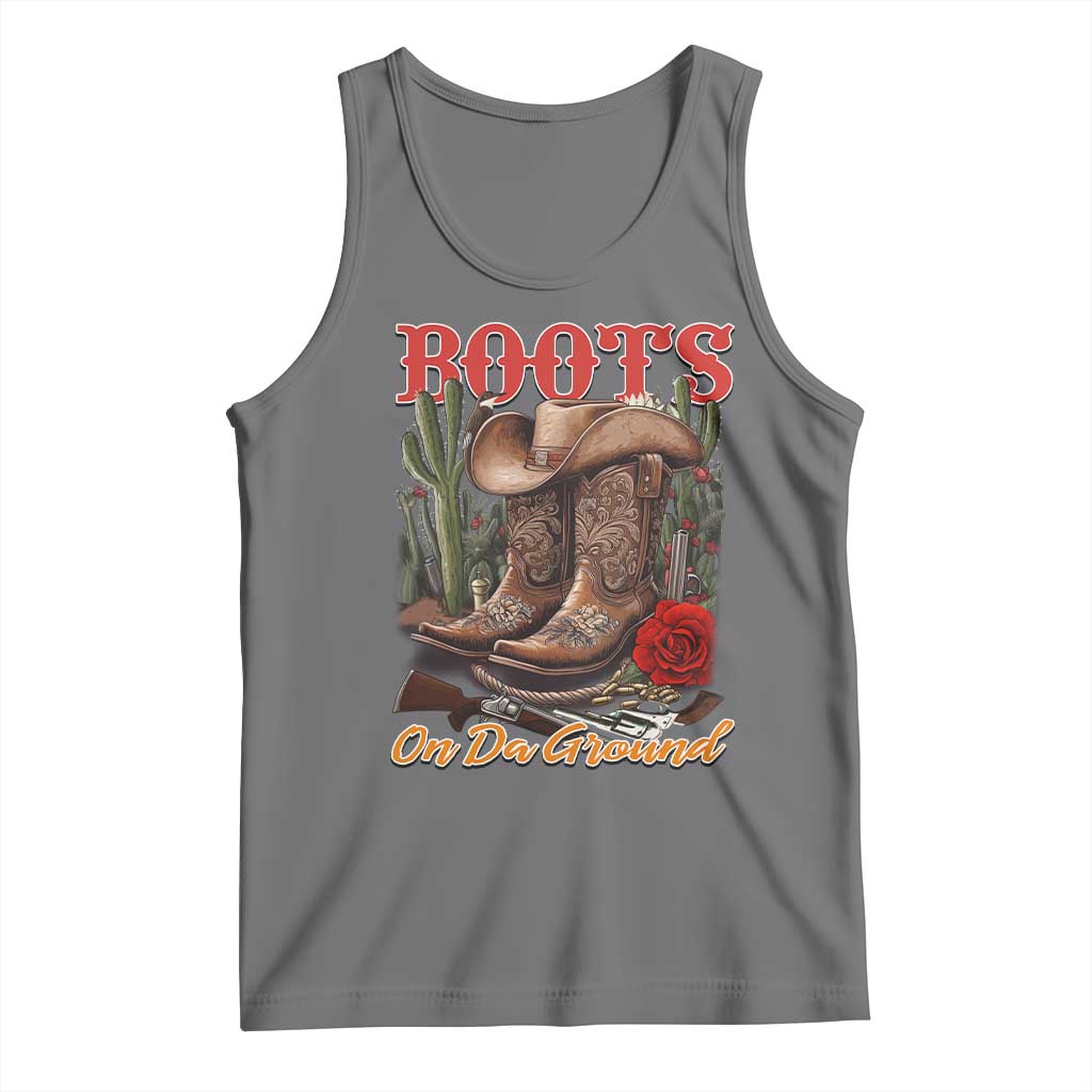 Boots On The Ground Tank Top Cowgirl Line Dance Western Cowboy TS02 Black Heather Print Your Wear