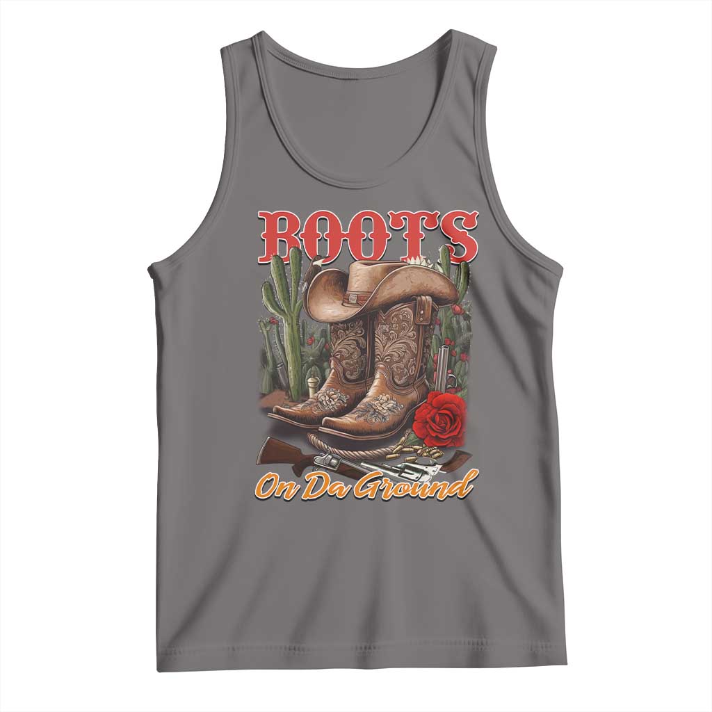Boots On The Ground Tank Top Cowgirl Line Dance Western Cowboy TS02 Deep Heather Print Your Wear