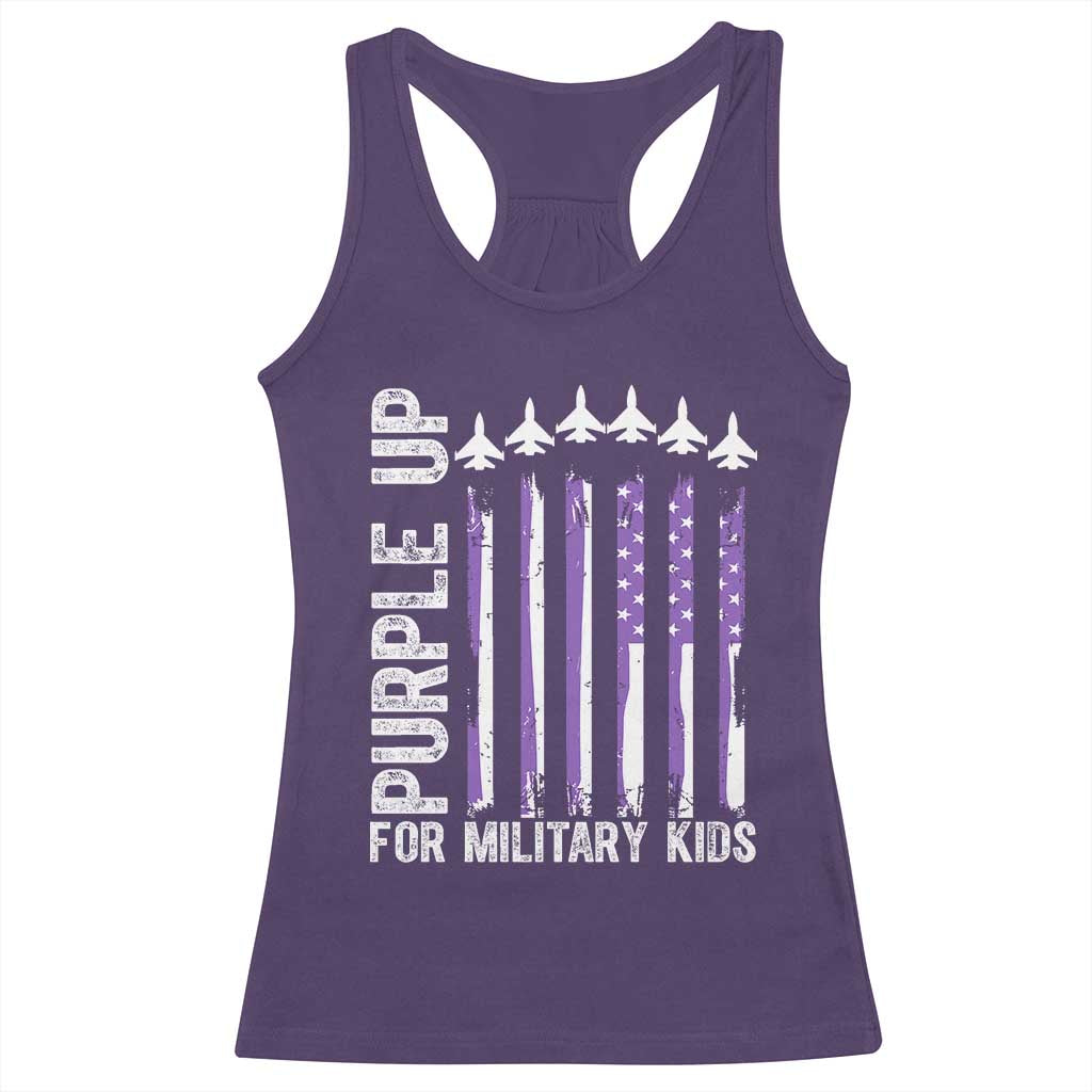 Purple Up For Military Kids Racerback Tank Top American Flag Air Force Military Child Month TS02 Purple Print Your Wear