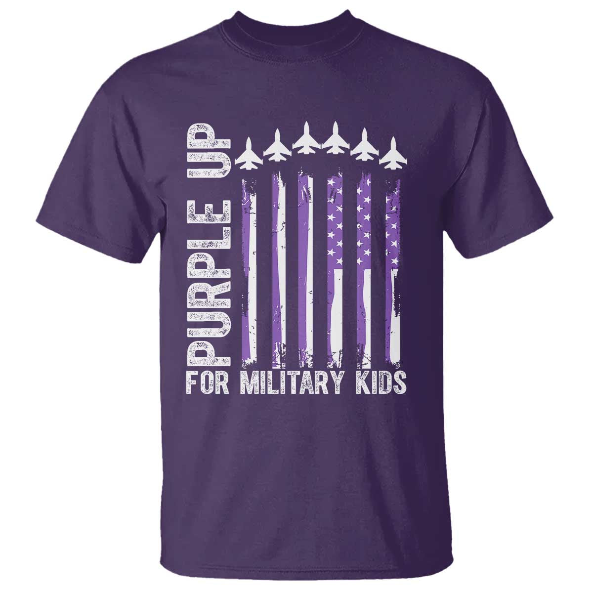 Purple Up For Military Kids T Shirt American Flag Air Force Military Child Month TS02 Purple Print Your Wear