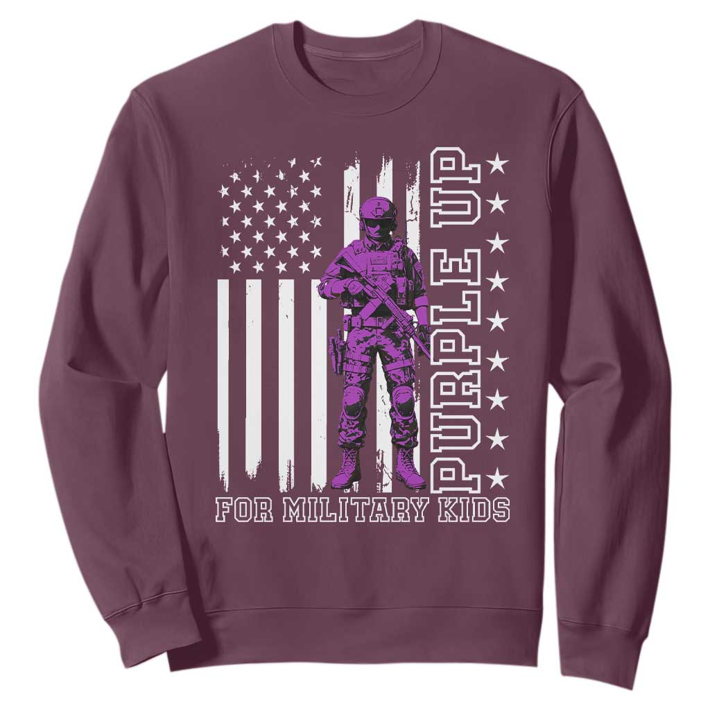 Purple Up For Military Kids Sweatshirt Military Child Month TS02 Maroon Print Your Wear