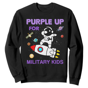 Purple Up For Military Kids Sweatshirt Military Child Month Astronaut Outer Space TS02 Black Print Your Wear