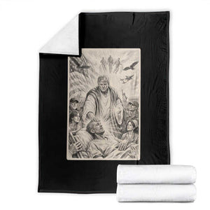 Trump The Healer Graphic Throw Blanket Vintage Etching Style Religious Political Satire TS02 Black Print Your Wear