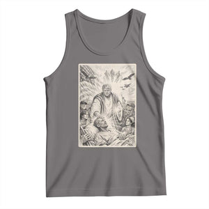 Trump The Healer Graphic Tank Top Vintage Etching Style Religious Political Satire TS02 Deep Heather Print Your Wear