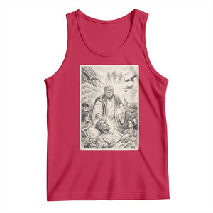 Trump The Healer Graphic Tank Top Vintage Etching Style Religious Political Satire TS02 Red Print Your Wear