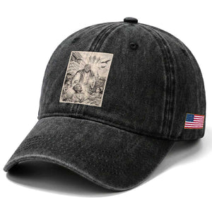 Trump The Healer Graphic Washed Cotton Baseball Cap Vintage Etching Style Religious Political Satire TS02 Print Your Wear