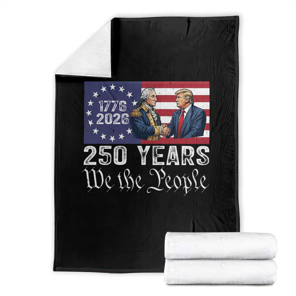 250 Years George Washington and Trump Handshake Patriotic Throw Blanket We The People 1776-2026 Founding Fathers Legacy TS02 Black Print Your Wear