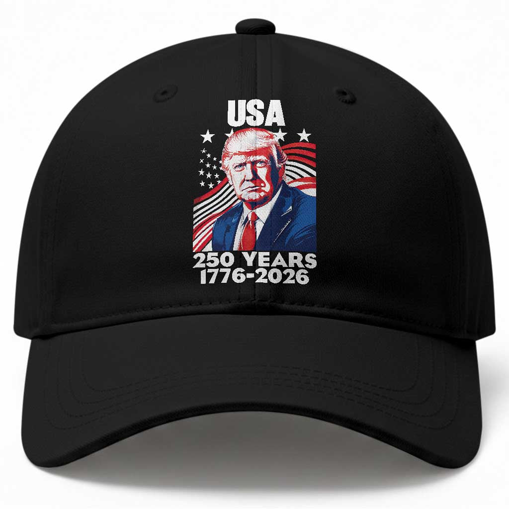USA 250 Years 1776-2026 Trump Patriotic Portrait Baseball Cap American Flag Semiquincentennial Celebration TS02 Print Your Wear