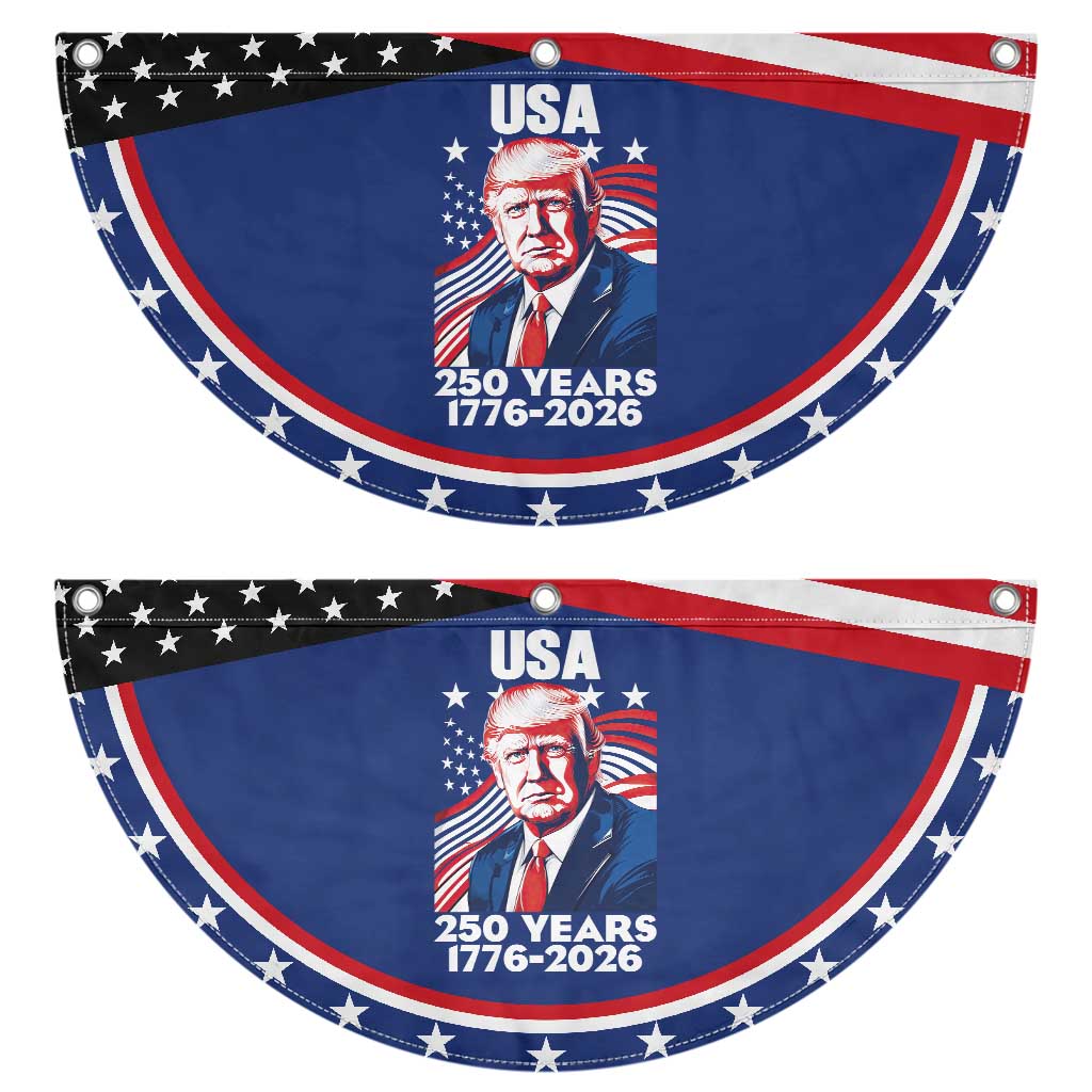 USA 250 Years 1776-2026 Trump American Portrait Patriotic Fan Flag American Flag Semiquincentennial Celebration TS02 2pcs pack Classic Navy Print Your Wear