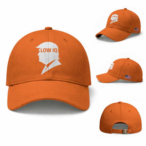 Low IQ Political Silhouette Profile Humor Baseball Cap Satirical Politics Subtle Hate TS02 Baseball Cap Universal Fit Orange Print Your Wear