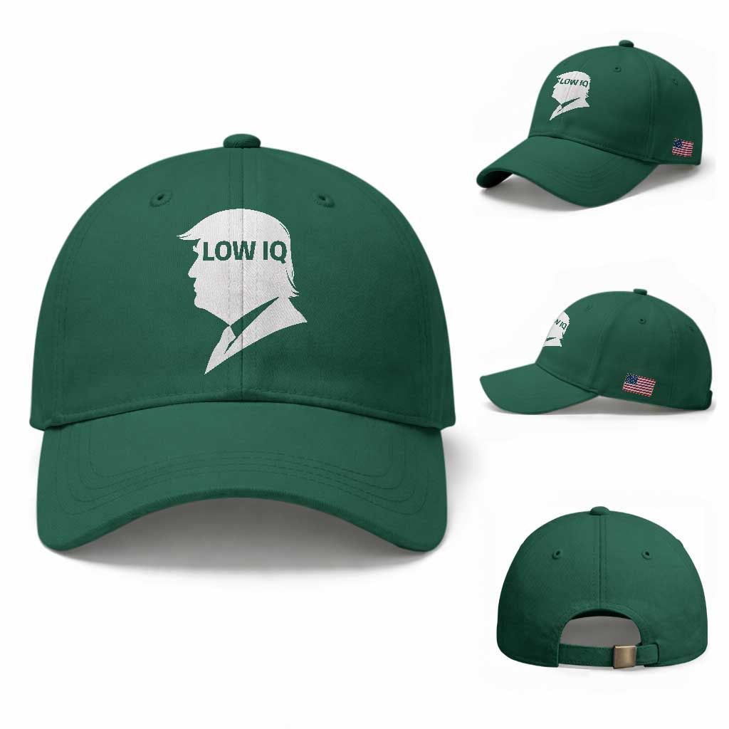 Low IQ Political Silhouette Profile Humor Baseball Cap Satirical Politics Subtle Hate TS02 Baseball Cap Universal Fit Irish Green Print Your Wear