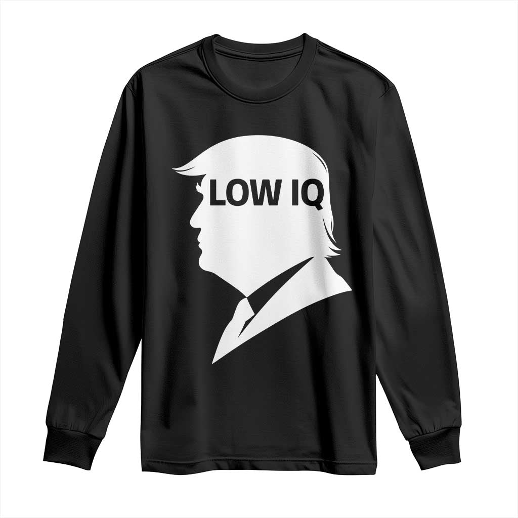 Low IQ Political Silhouette Profile Humor Long Sleeve Shirt Satirical Politics Subtle Hate TS02 Black Print Your Wear