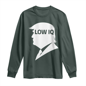 Low IQ Political Silhouette Profile Humor Long Sleeve Shirt Satirical Politics Subtle Hate TS02 Dark Forest Green Print Your Wear